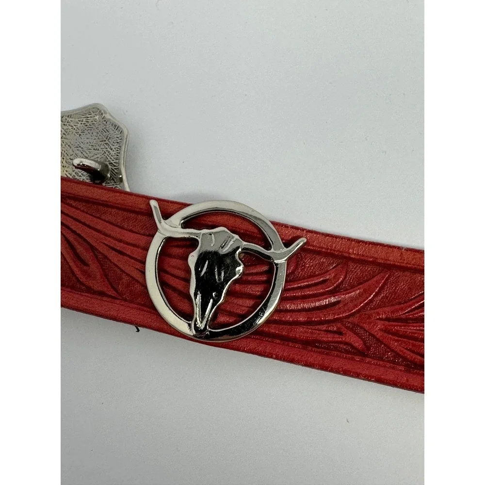 Vintage Justin Top Grain Cowhide Youth Sz 26 Leather Belt 800RD Made in USA V8